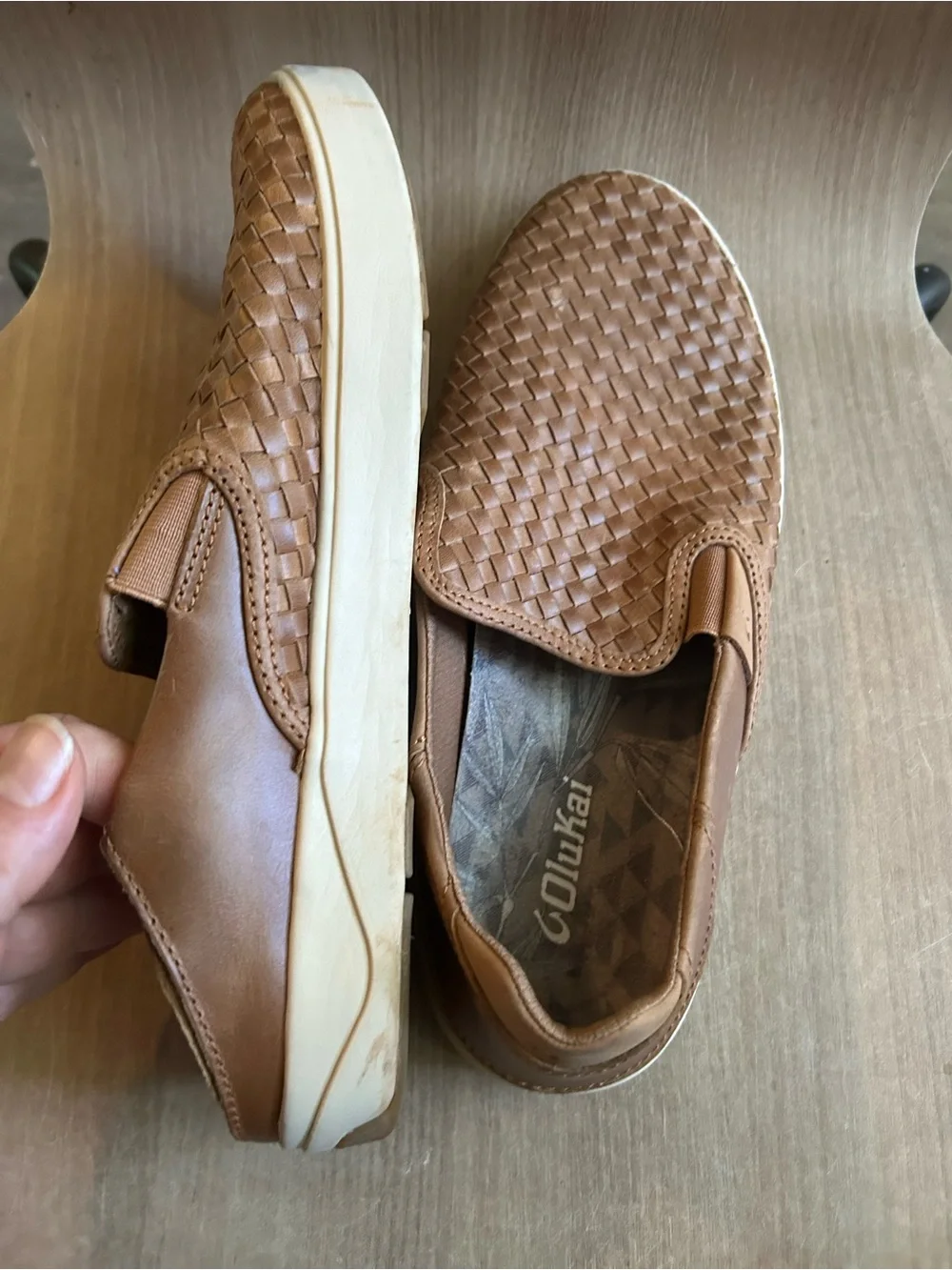 Olukai leather Casual Woven Slip-On Sneakers - Brown